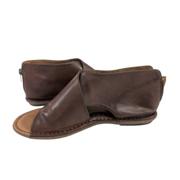 BOC Moc Sandal Womens 6 Brown Vegan Leather Back Zip Casual Contemporary Earthy - Picture 4 of 10